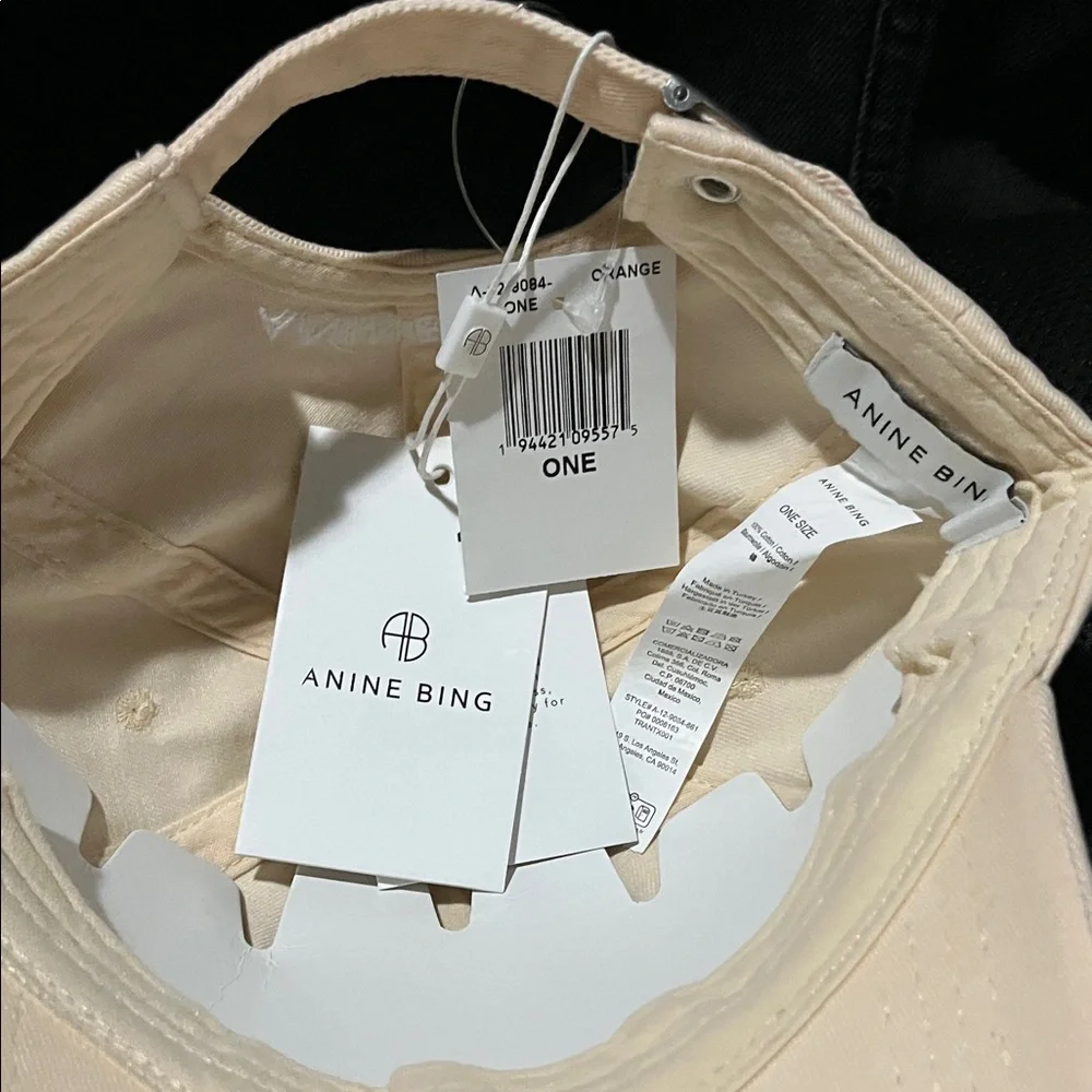 💥 1 DAY SALE 💥 NWT Anine Bing Jeremy Baseball Cap RARE Cream Orange 💯 Cotton - Picture 8 of 13
